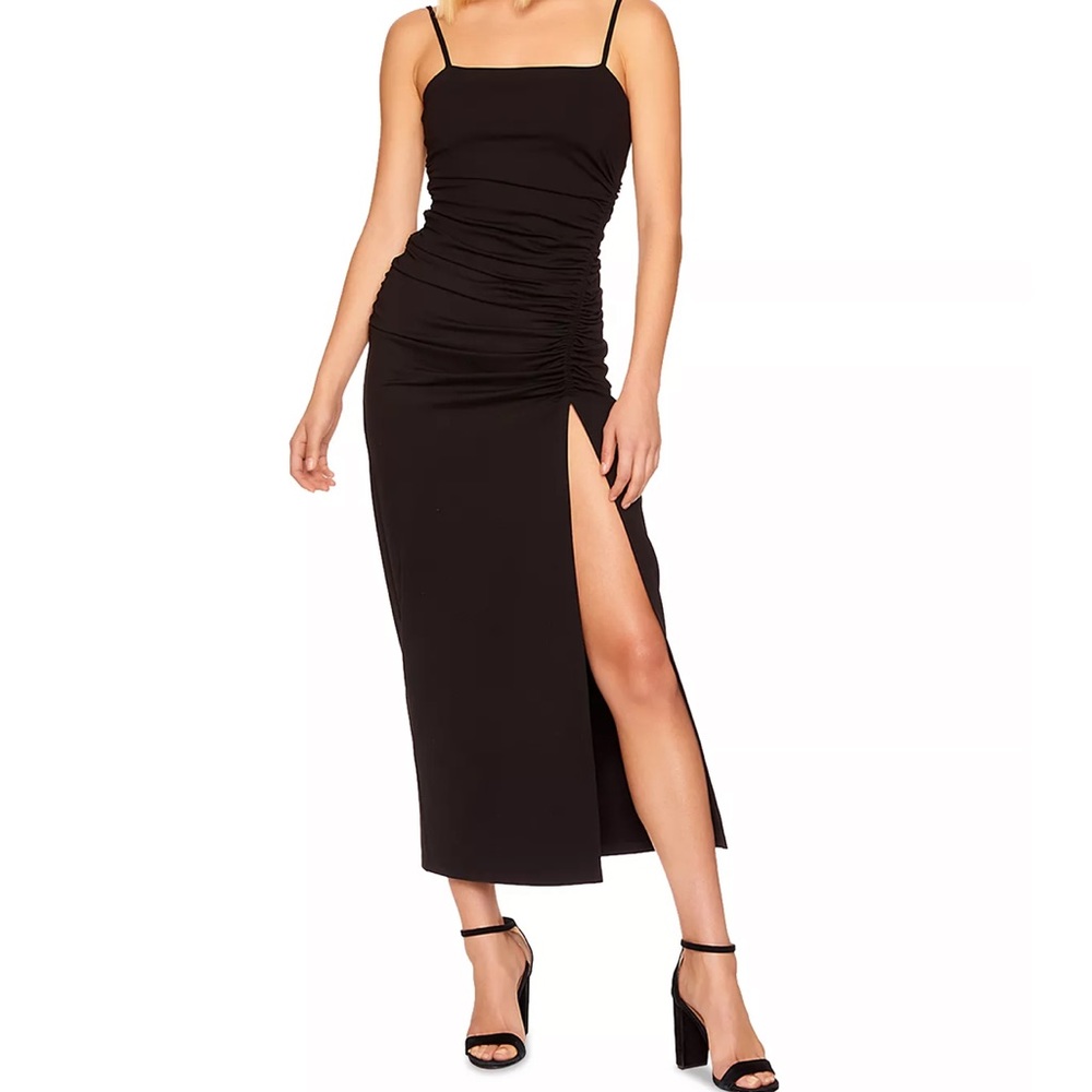 Susana Monaco black ruched midi dress